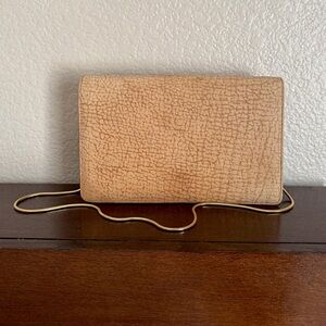 Vintage Tan Clutch with gold strap